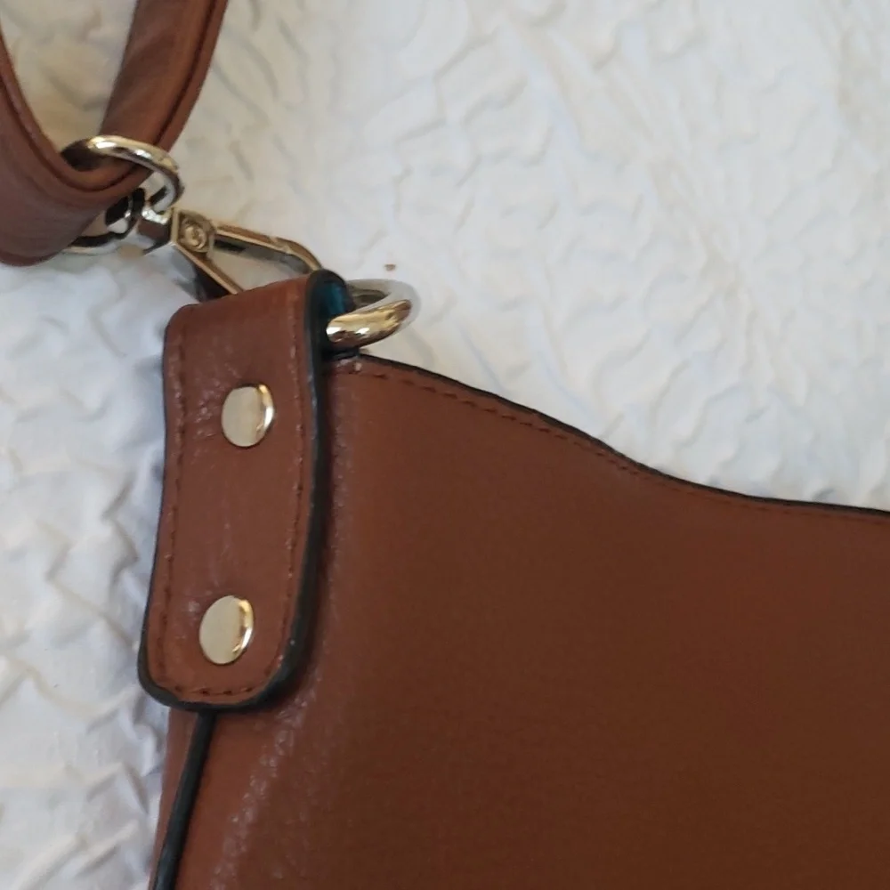 Turquoise & Brown Convertible Pebble Faux Leather Hobo Shoulder Bag, 16